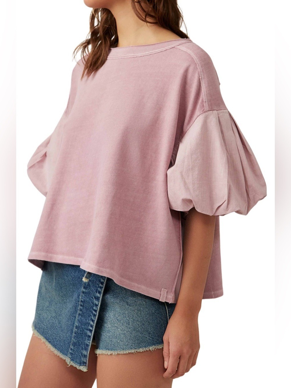We The Free Blossom Tee in Mauve Zephyr Size Large